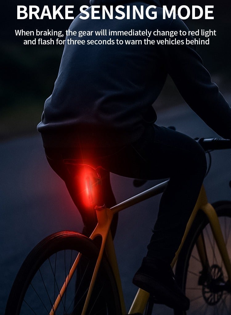 زونيكس مصدر خلفي للدراجة، استشعار ذكي للفرامل، بطارية طويلة العمر، 9 أوضاع RGB، مقاوم لزخات المطر للقيادة الليلية الآمنة - Image 3